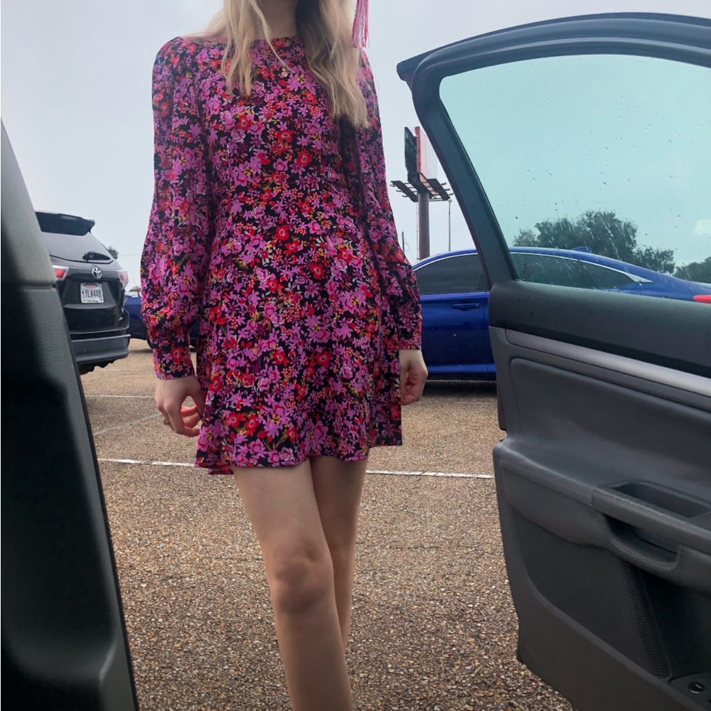 Pink and Red Floral Zara Dress